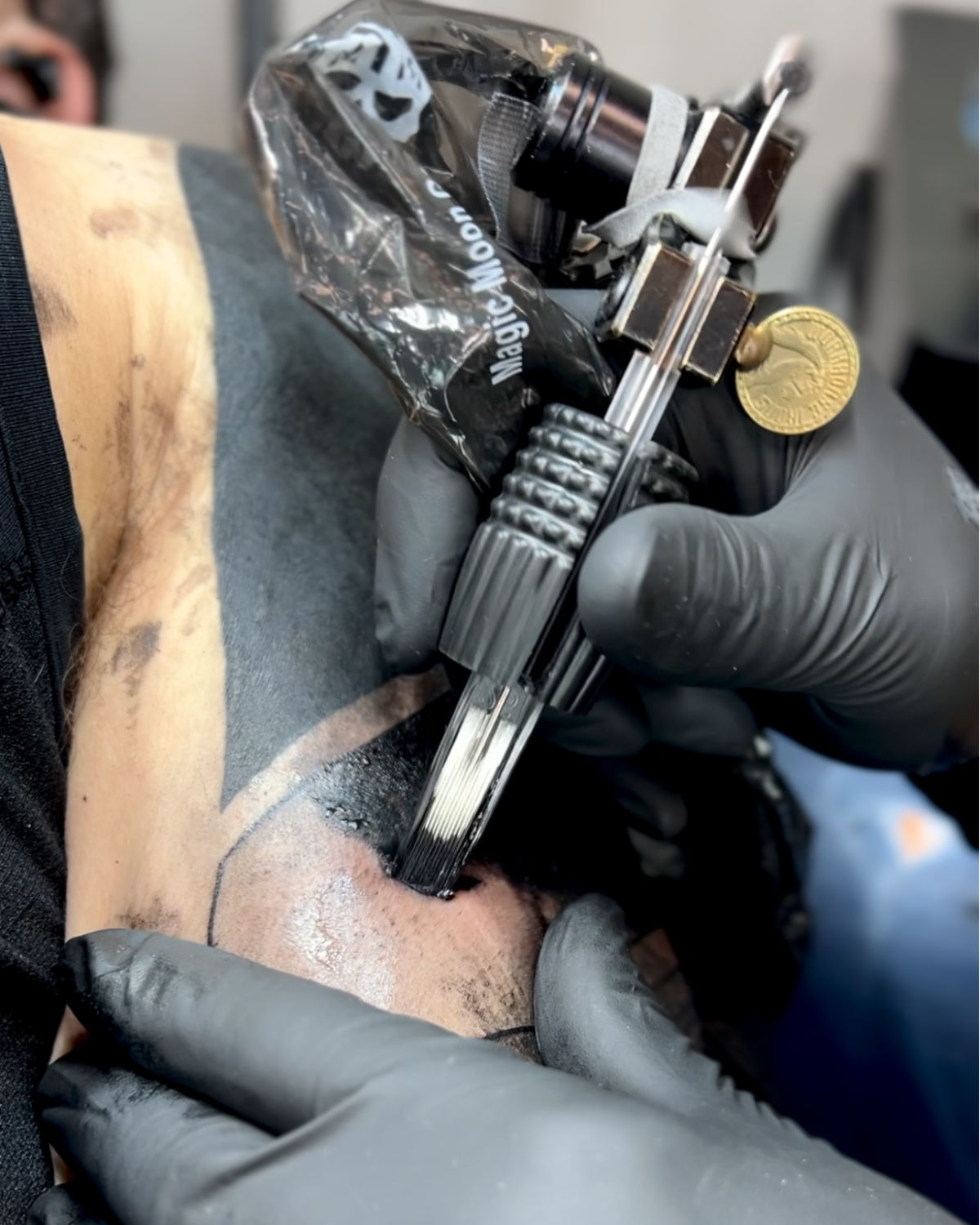 Blackout tattoo session Amsterdam